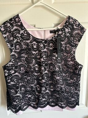 Robert Rodriguez lace top black and pink XL new with tags